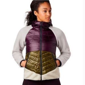 Mountain Hardwear Atlius Hybrid Hoodie puffer/fleece - Purple/Green/Cream puffer